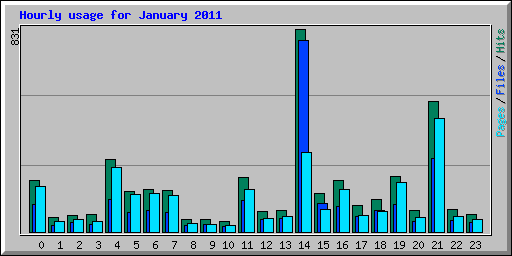 Hourly usage for January 2011